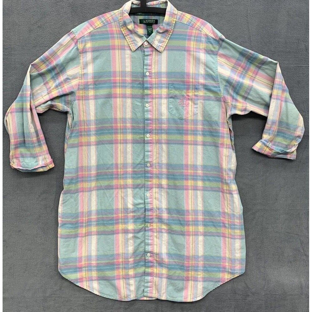 Lauren Ralph Lauren Pastel Plaid Button-Up Tunic